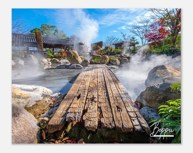 Beppu Japan Travel Poster Wall Art | Beppu Home Decor | Oniishibozu Jigoku Print | Beppu Hot Spring Horizontal | Beppu Hangings Photo Gift
