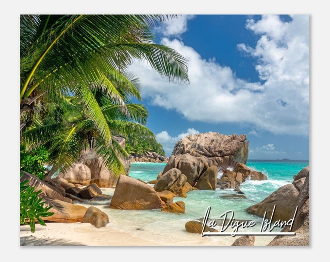 La Digue Seychelles Travel Poster Wall Art | La Digue Island Home Decor | La Digue Island Digital Print | La Digue Island Horizontal  Photo