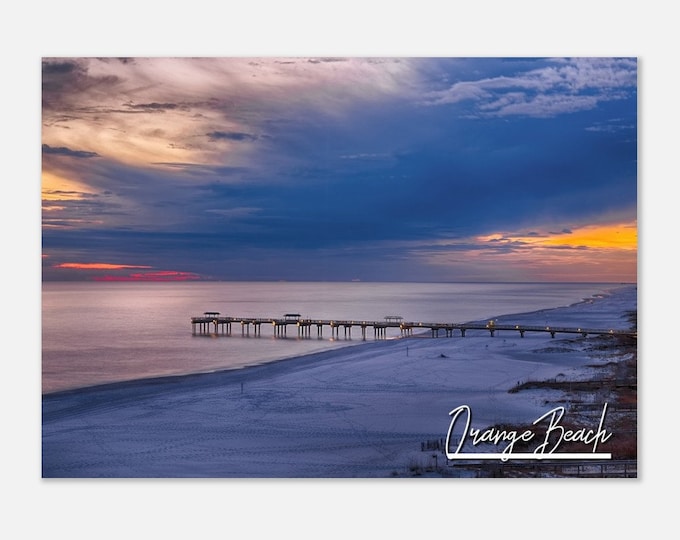 Orange Beach Alabama Sunset Poster Print Wall Art | Orange Beach Cityscape Skyline Home Decor Gift AL USA Beach Horizontal Travel Photo