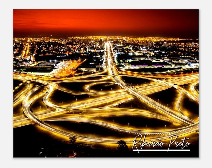 Ribeirão Preto Brazil Travel Poster Wall Art | Ribeirão Streets Home Decor | Ribeirão Preto Skyline Evening Digital Print Horizontal Photo
