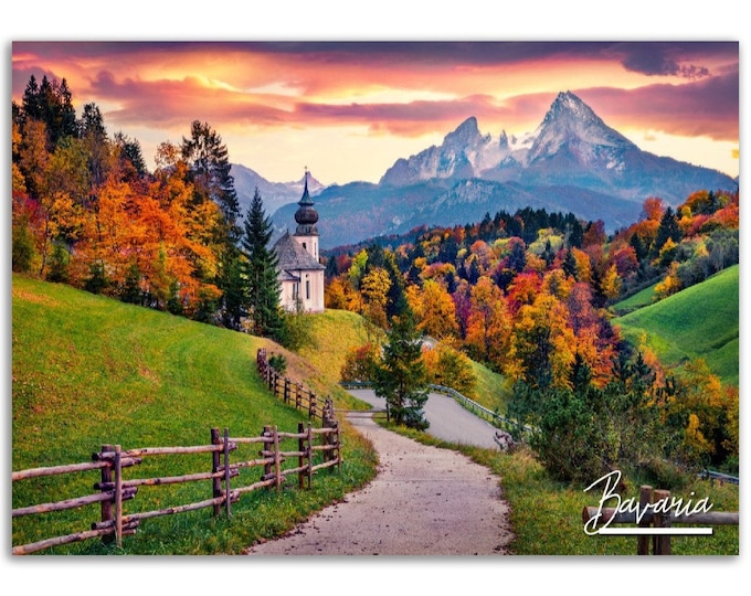 Bavaria Poster Print Germany Wall Art | Fall Autumn Landscape Photo Mountains Trees Nature Home Decoration | Bavaria Gift Horizontal Photo