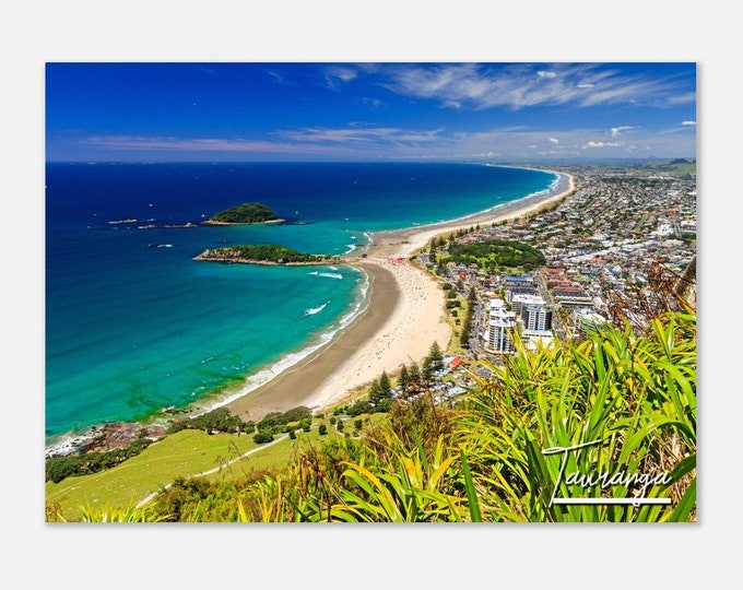 Tauranga City New Zealand Travel Poster Wall Art | Tauranga Home Decor | Tauranga Landscape Print Horizontal | Tauranga Beach  Coast Photo