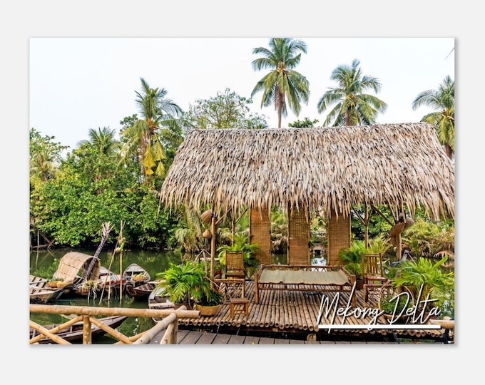 Mekong Delta Vietnam Travel Poster Wall Art | Mekong Delta Boat Home Decor | Mekong Delta House Print | Mekong Delta Landscape |  Photo Gift