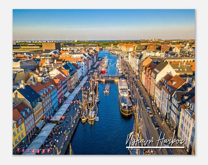 Nyhavn Harbor Denmark Travel Poster Print Wall Art | Nyhavn Harbor Home Decor | Nyhavn Harbor Canal Print | Nyhavn Harbor Colorful Photo