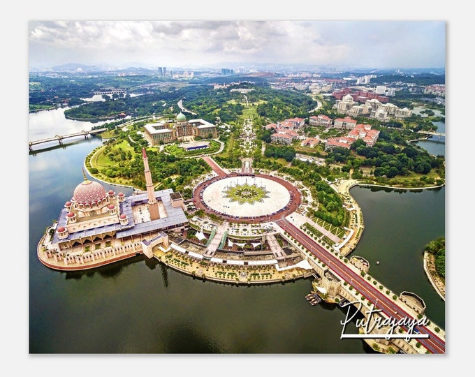 Putrajaya Malaysia Poster Wall Art | Putrajaya Home Decor | Putrajaya Skyline Print | Putrajaya Putra Mosque | Putrajaya Lake Travel Photo