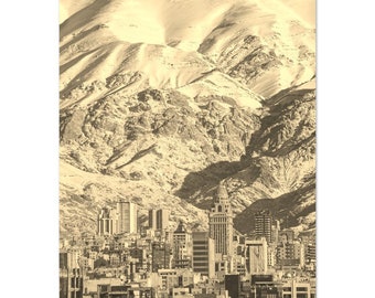 Tehran Iran Poster Vintage Print | Retro Tehran Black and White Sepia Photo Gift | Tehran Wall Art Home Decor | Vertical Travel City Present