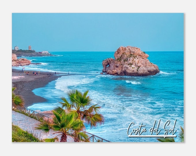 Costa del Sol Spain Travel Poster Wall Art | Costa del Sol Penon Del Cuervo Beach Digital Print | Costa del Sol Horizontal Hangings Photo
