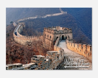 Wall of China Reiseplakat Wandkunst | Wall of China Sonnenuntergang Wohnkultur Print | Wall of China Mountains in Peking Behang Fotogeschenk
