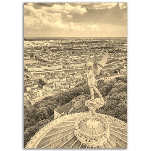 Vintage Lyon Poster Frankreich Druck | Retro Lyon Schwarz Weiß Sepia Foto Geschenk | Lyon Wand Kunst Wohnkultur | Vertikales Lyon Travel City Poster