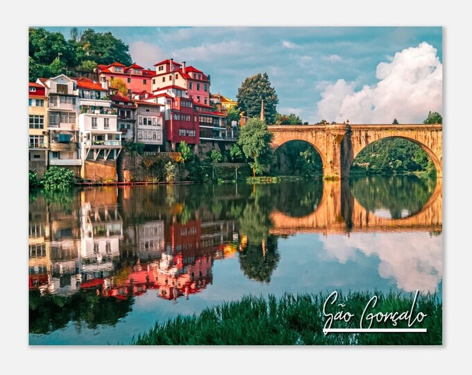 São Gonçalo Brazil Travel Poster Wall Art | São Gonçalo Town Home Decor Tâmega River Digital Print | São Gonçalo Bridge Horizontal Photo