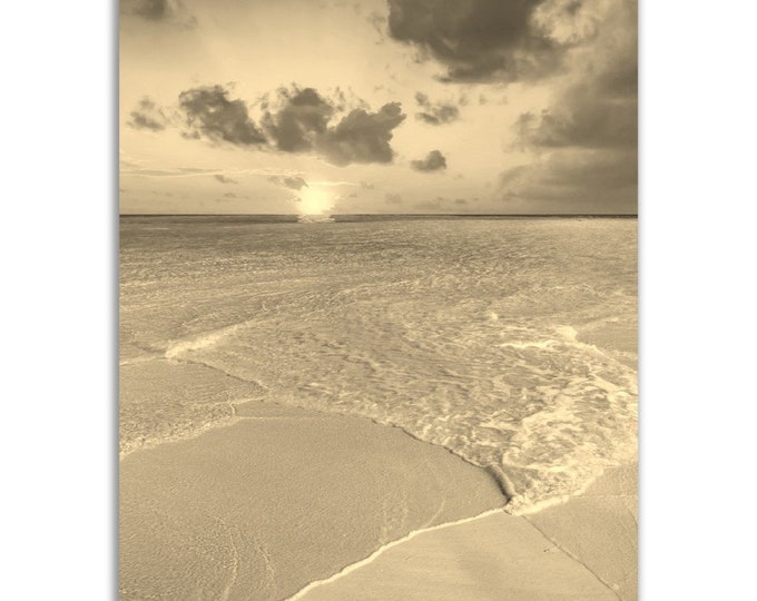 Vintage Maldives Poster Tropical Print | Retro Maldives Black White Sepia Photo Gift | Maldives Beach Wall Art Home Decor Vertical Poster