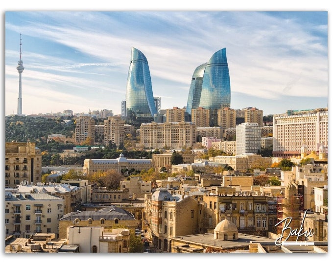 Baku Poster Print Azerbaijan Wall Art | Baku Photo Caucasus Home Decoration | Baku Travel Christmas Bday Gift | Baku Horizontal Photography