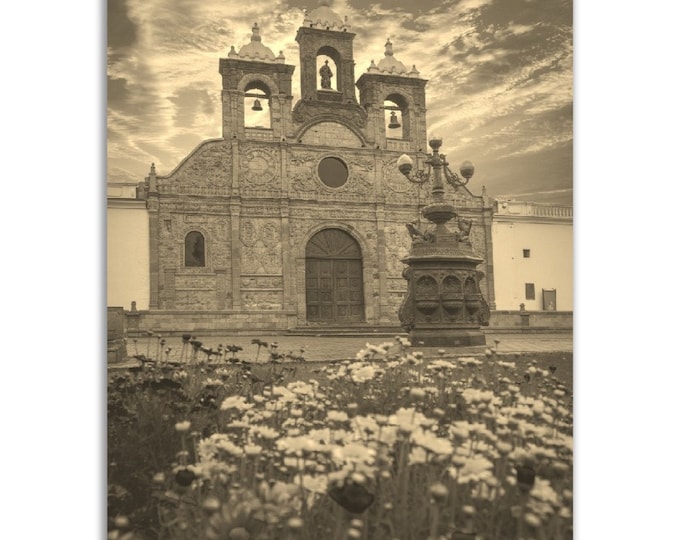 Riobamba Poster Ecuador Vintage Print | Retro Riobamba Church Sepia Photo Gift | Riobamba Wall Art Home Decor Vertical Riobamba Travel City