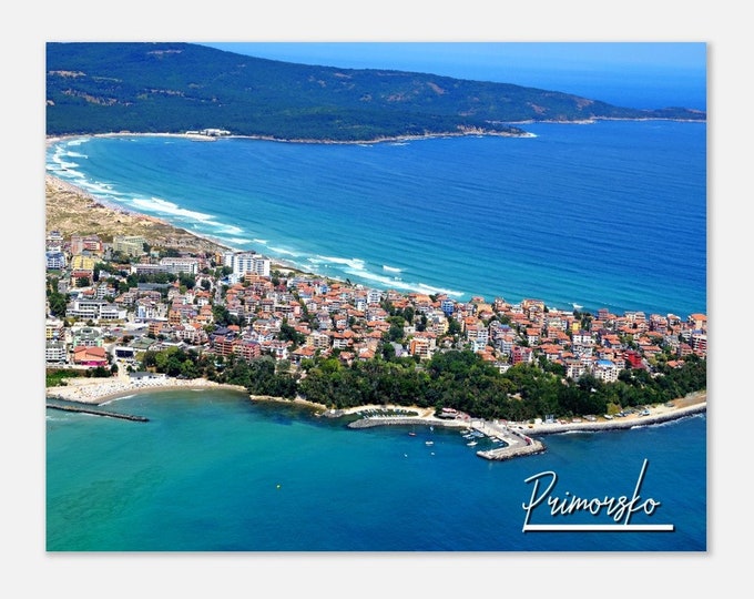 Primorsko Bulgaria Town Travel Poster Print Wall Art | Primorsko Home Decor | Primorsko Coast Print Horizontal | Primorsko Colorful Photo