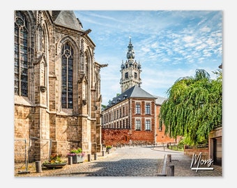 Mons Belgium Architecture Print: Historic Church Wall Art