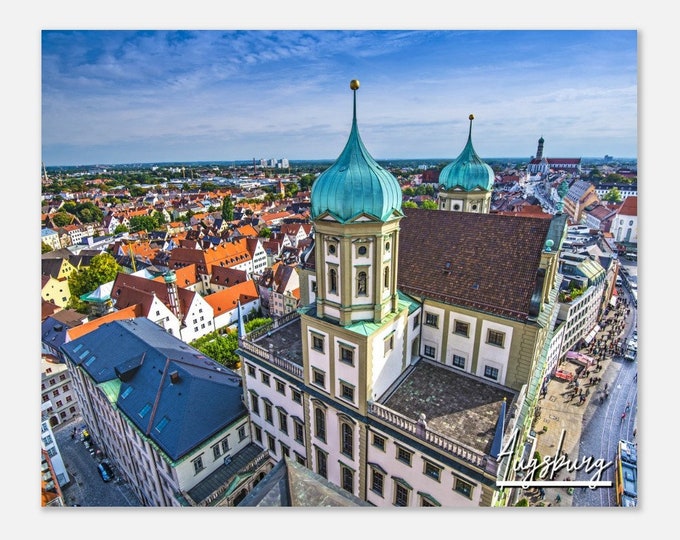 Augsburg Germany Travel Poster Wall Art | Augsburg Home Decor | Augsburg Skyline Digital Print | Augsburg City Hall Building Hangings Photo