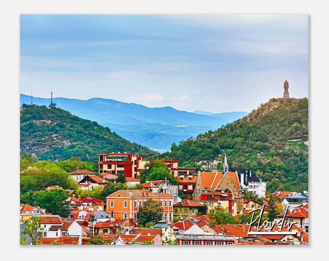 Plovdiv City Bulgaria Travel Poster Print Wall Art | Plovdiv Town Home Decor | Plovdiv Mountain Print Horizontal | Plovdiv Colorful Photo