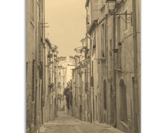 Montpellier France Print: Vintage Sepia City Street Photo Poster