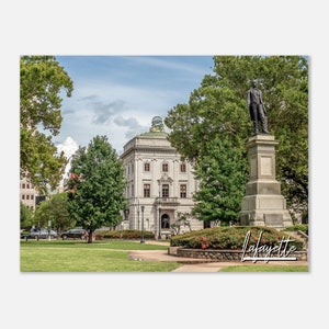 Lafayette Louisiana Square Poster Print Wall Art | Lafayette Statue Skyline Home Decor Gift | Lafayette LA Horizontal Travel Photo Prints
