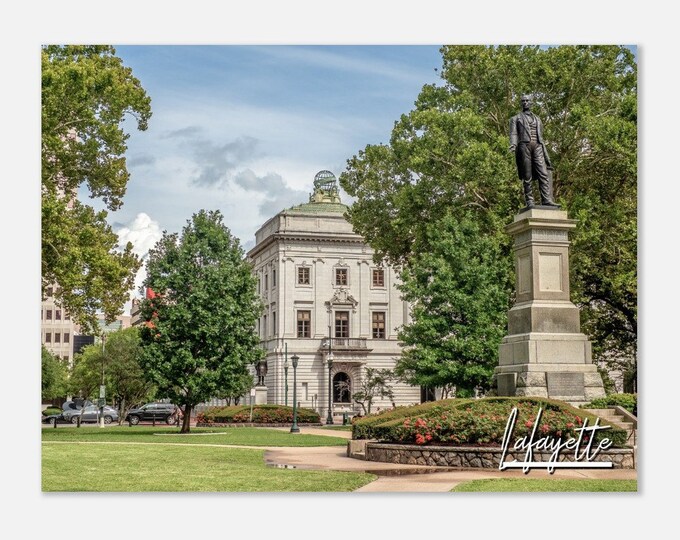Lafayette Louisiana Square Poster Print Wall Art | Lafayette Statue Skyline Home Decor Gift | Lafayette LA Horizontal Travel Photo Prints