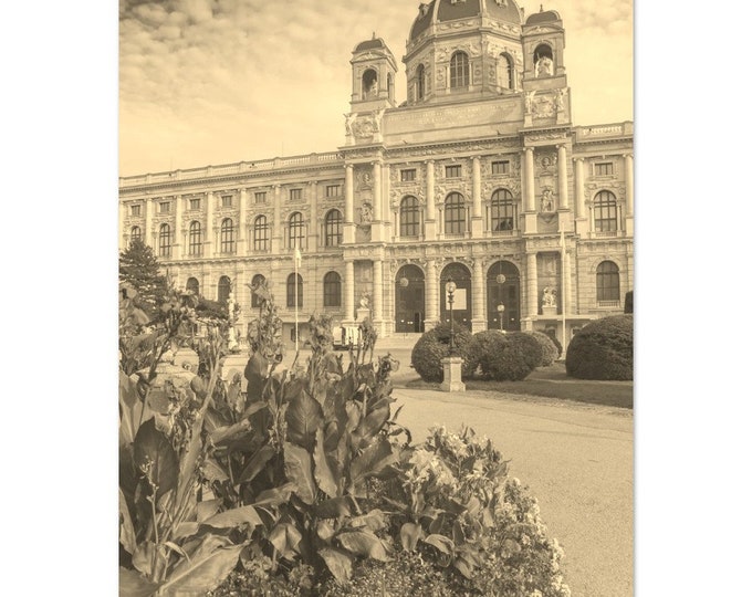 Vintage Vienna Austria Travel Poster Print Wall Art | Retro Vienna Opera House Home Decor | Vienna City Print Vertical | Vienna Sepia Photo