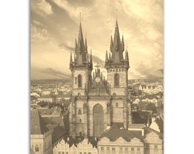 Prague Poster Vintage Czech Republic Print | Retro Prague Sepia Photo Gift | Prague Wall Art Home Decor Vertical Prague Travel City Souvenir