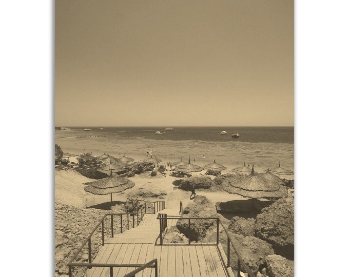 Sharm el-Sheikh Poster Vintage Egypt Print | Retro Beach Black and White Sepia Photo Gift | Africa Wall Art Home Decor | Vertical Photo