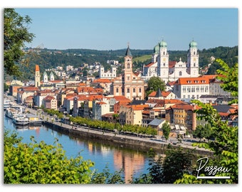 Passau Germany Poster Print: River Cityscape Wall Art