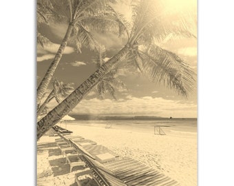 Boracay Philippines Poster Vintage Print | Retro Tropical Paradise Black White Sepia Photo Gift | Boracay Wall Art Home Decor Vertical Photo