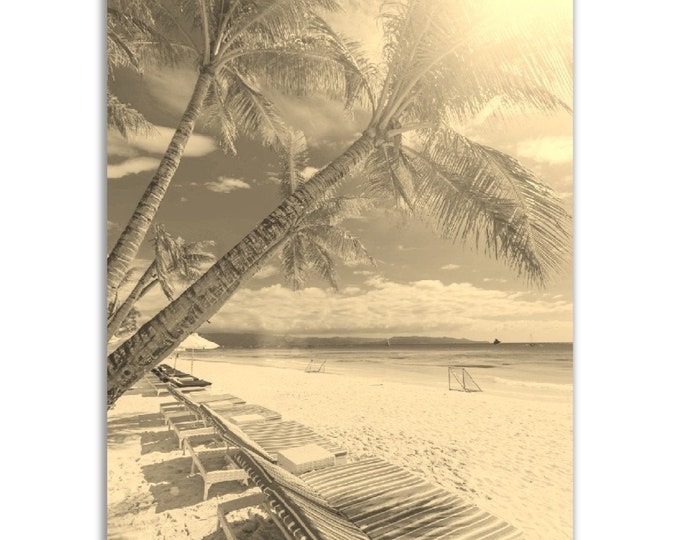 Boracay Philippines Poster Vintage Print | Retro Tropical Paradise Black White Sepia Photo Gift | Boracay Wall Art Home Decor Vertical Photo