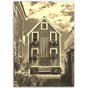 Provincetown Massachusetts Poster Vintage Print | Retro Cape Cod Houses Sepia Photo Gift | Provincetown Wall Art Home Decor | Vertical Photo