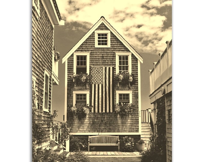 Provincetown Massachusetts Poster Vintage Print | Retro Cape Cod Houses Sepia Photo Gift | Provincetown Wall Art Home Decor | Vertical Photo
