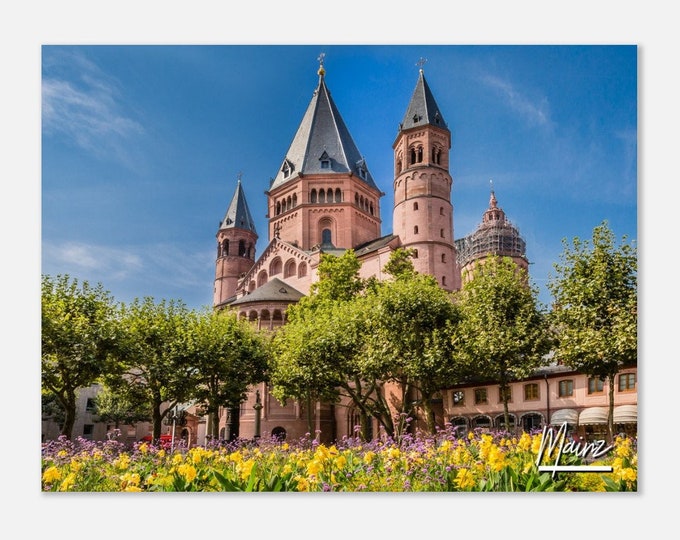 Mainz Germany Poster Print Wall Art | Mainz Ancient Cathedral Home Decor | Mainz Trees Print Skyline Horizontal | Mainz Travel Photo Gift