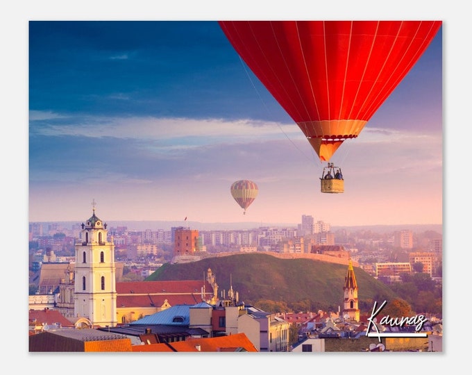 Kaunas Lithuania Skyline Poster Print Wall Art | Kaunas Hot Balloons Home Decor | Kaunas Print Horizontal | Kaunas Hangings Travel Photo