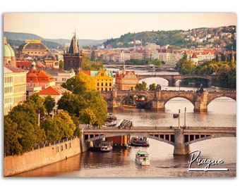 Impresión de póster del Castillo de Praga y el Puente de Carlos: fotografía de viaje a la República Checa