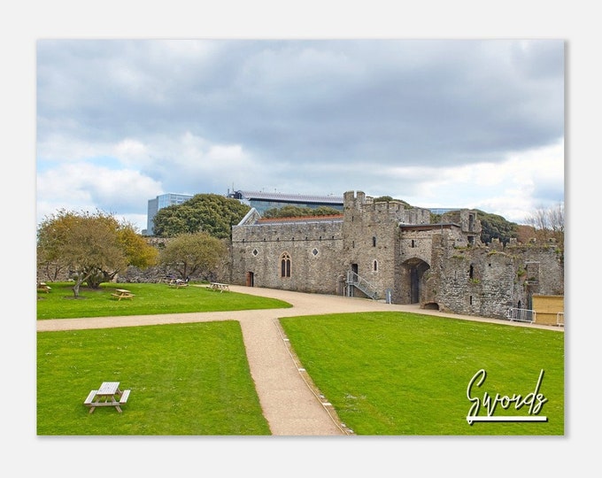Swords Ireland Travel Poster Wall Art | Swords Castle Home Decor | Swords Landmark Digital Print | Swords Historic Building Hangings Photo