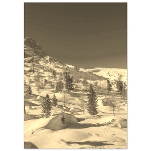 Vintage Cortina d’Ampezzo Mountain Italy Travel Poster Print Wall Art | Retro Cortina d’Ampezzo Winter Home Decor Vertical Sepia Photo Gift