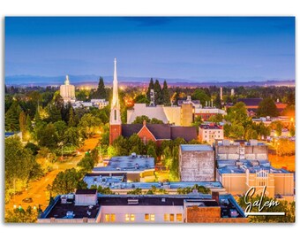 Impresión de póster de Salem, Oregón: arte mural con el horizonte de la ciudad