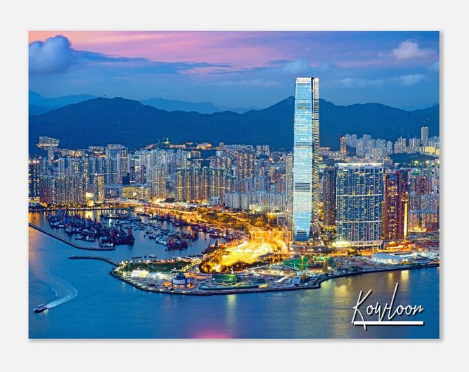 Kowloon Hong Kong Poster Print Wall Art | Kowloon City Home Decor | Kowloon Print Sunset Coast | Kowloon Skyscrapers Hangings Travel Photo