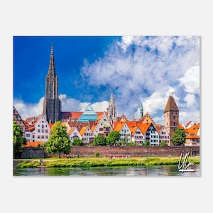 Ulm Germany Poster Landscape Print Wall Art | Ulm Old City Home Decor | Ulm Cathedral Tower Horizontal | Ulm coastal Hangings Travel Photo