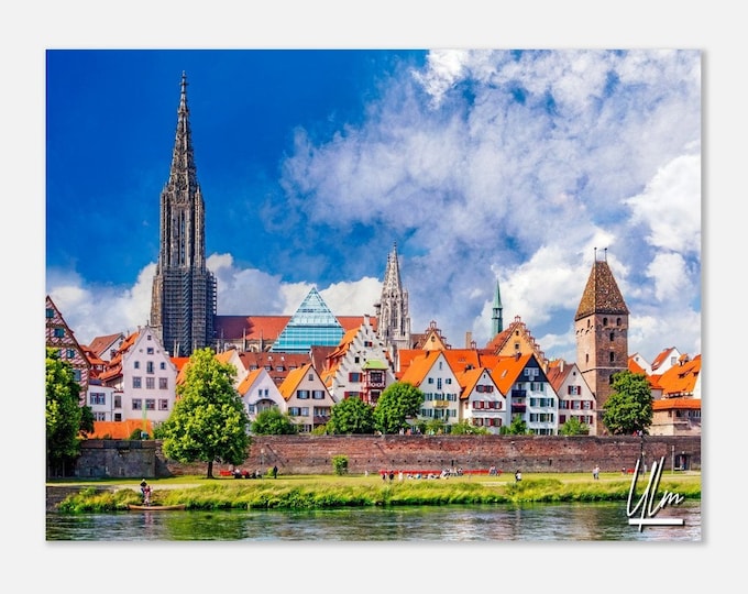 Ulm Germany Poster Landscape Print Wall Art | Ulm Old City Home Decor | Ulm Cathedral Tower Horizontal | Ulm coastal Hangings Travel Photo