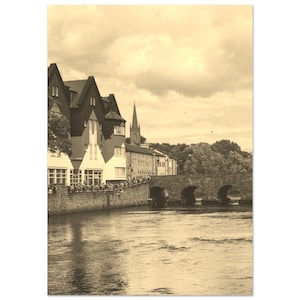 Vintage Sligo Ireland Poster | Retro Sligo Coastline Sepia Print | Sligo Wall Art Home Decor | Vertical Building Sligo Travel Photo Present