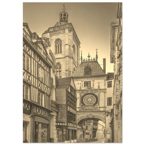 Vintage Rouen France Travel Poster Wall Art | Rouen Home Decor | Rouen Town Retro Print | Rouen Vertical Sepia | Rouen Skyline Hanging Photo