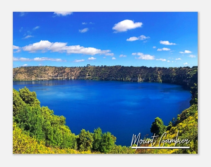 Mount Gambier Australia Travel Poster Wall Art | Mount Gambier Blue Lake Home Decor | Mount Gambier Volcano Crater | Mount Gambier Photo