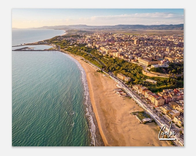 Gela Italy Beach Travel Poster Wall Art | Gela Cityscape Home Decor | Gela Coastal Digital Print | Gela Horizontal | Gela Town Hanging Photo