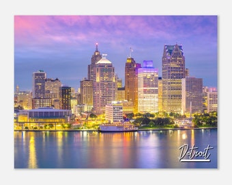 Detroit Michigan Poster Print Wall Art | Detroit Cityscape Skyline Home Decor Print | Detroit Hangings Travel Poster USA MI Photo Present