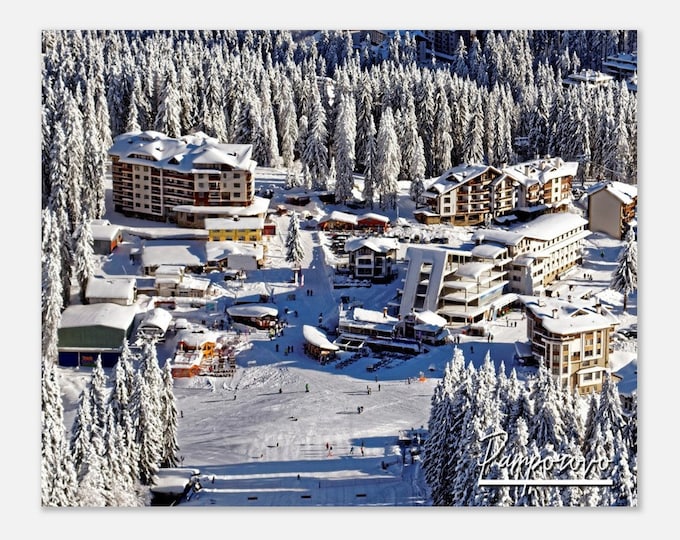 Pamporovo Bulgaria Travel Poster Print Wall Art | Pamporovo Ski Resort Home Decor | Pamporovo Winter Poster Print | Pamporovo Colorful Photo