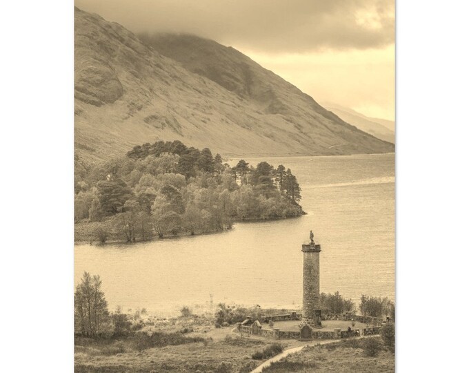 Vintage Fort William Scotland Landscape Travel Poster Print Wall Art | Retro Fort William Home Decor Print | Fort William Coast Sepia Photo