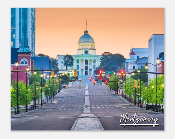 Montgomery Alabama Cityscape Poster Print Wall Art | Montgomery Home Decor Gift Prints Collectibles | Montgomery Horizontal Travel Photo