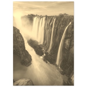 Vintage Victoria Falls Zimbabwe Poster | Retro Victoria Falls Black White Sepia Print | Victoria Falls Wall Art Home Decor Travel Photo Gift